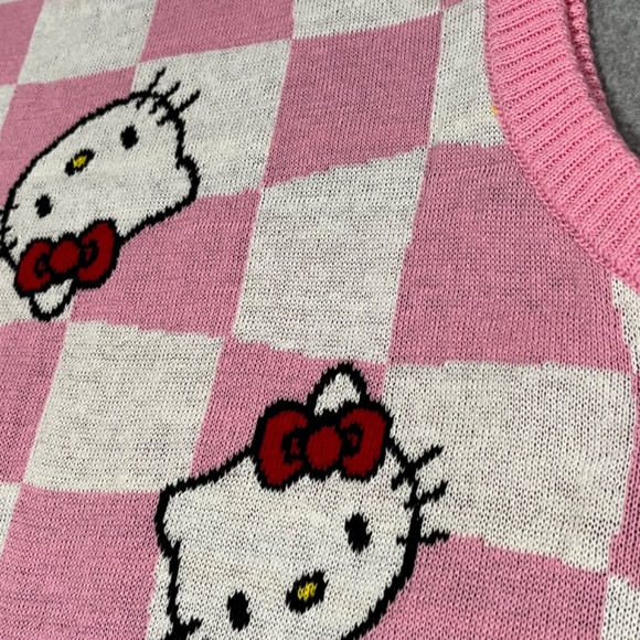 Hello Kitty Checkered Pink Sweater Vest XXL Academia Kidcore - Picture 5 of 8